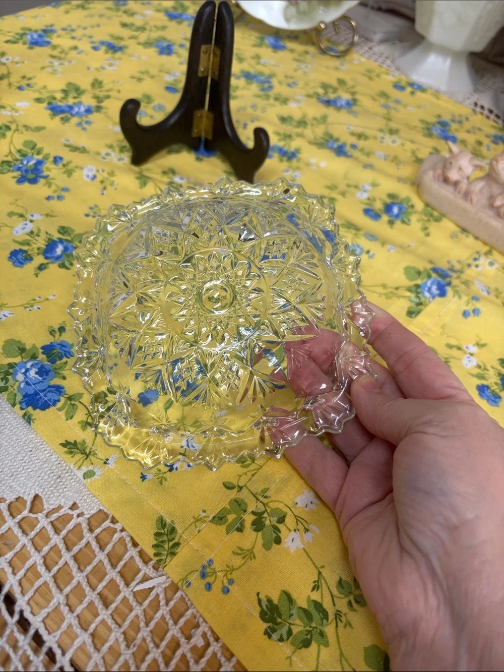 Vintage Clear Glass Pressed candy dish